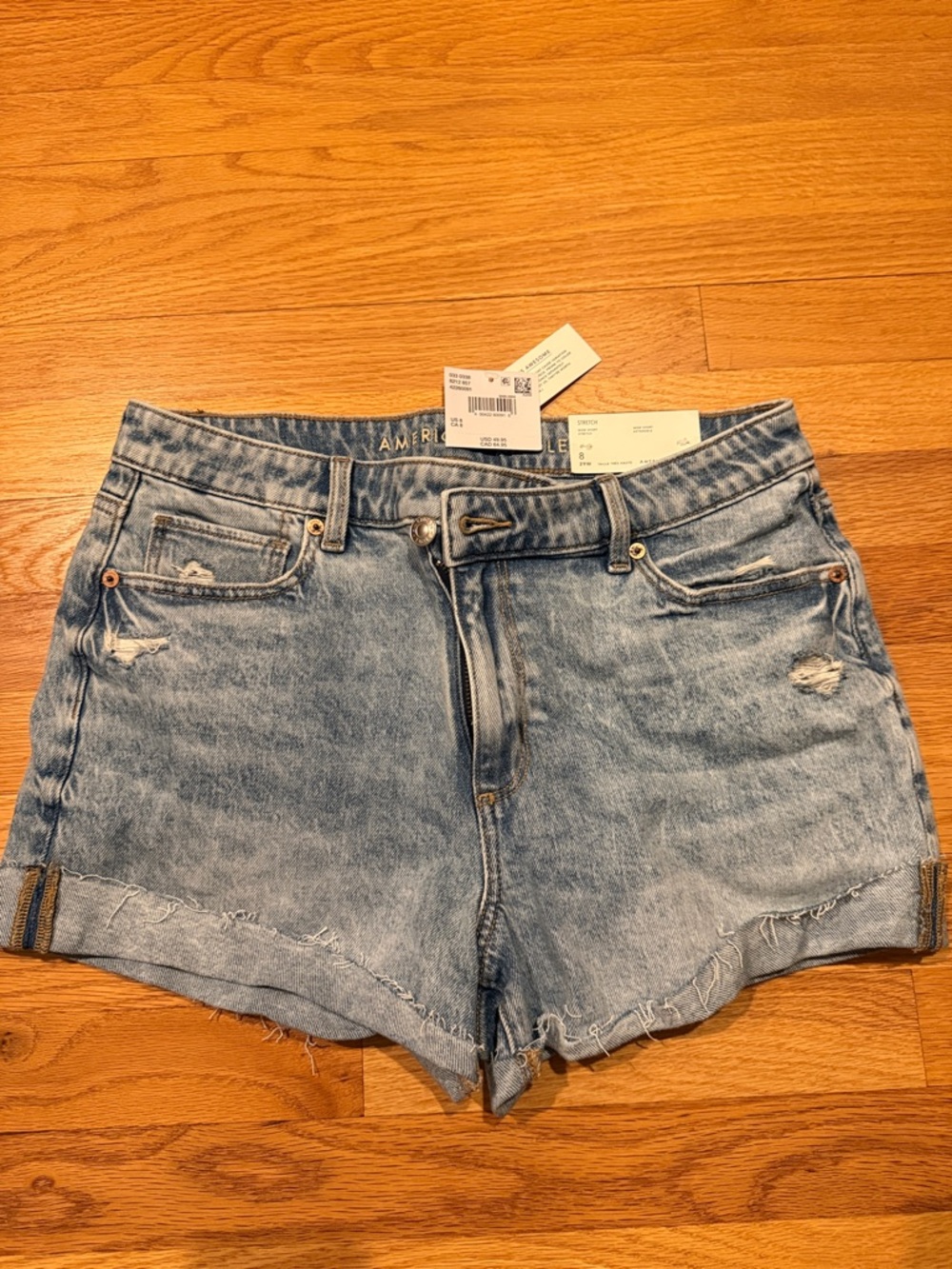American Eagle Outfitters Light Blue Distressed Denim Shorts